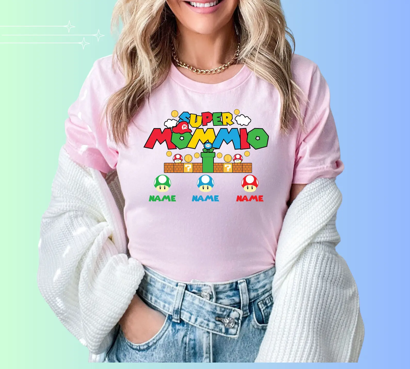 Personalized Super Mommio Shirt - Mothers Day Gift Tshirt, Gamer Mom Shirt, Super Mom Shirt, Best Gift for Moms