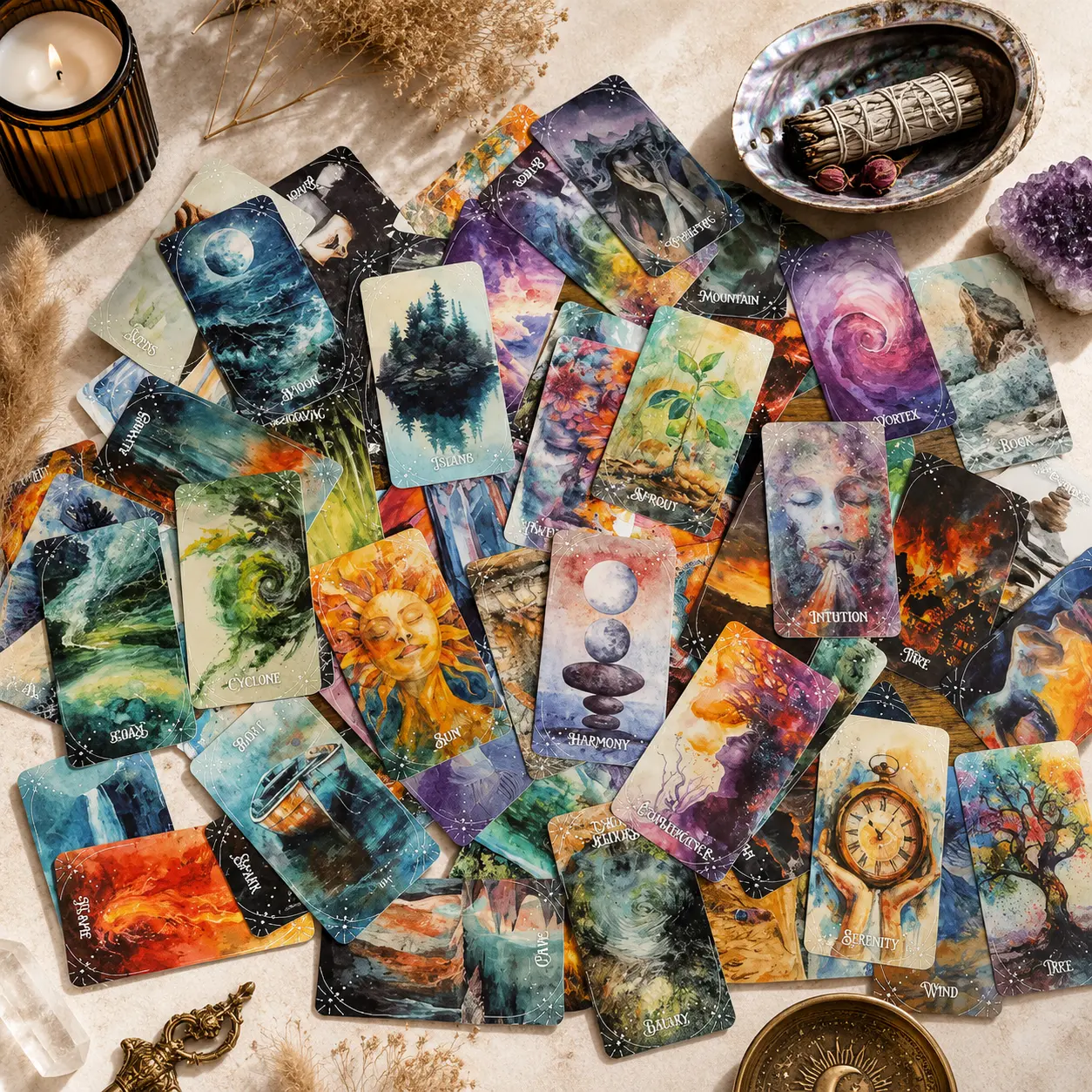 Forces of Nature Tarot Card Deck, 78 Elemental Illustrated Cards for Beginners, Collectors and Gift Giving