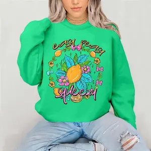 Easy Peasy Lemon squeeze Crewneck Sweatshirt Gildan Everyday Style Super Soft Unisex Fit Streetwear Graphic Top warm Womenswear Casual Printed Long sleeve