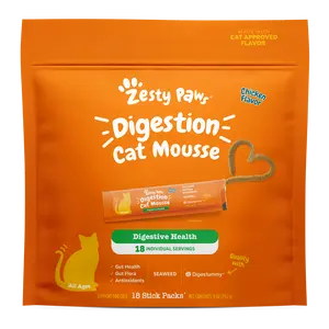 Zesty Paws Digestion Cat Mousse - For Healthy Digestion and Regular Bowel Movements Treats Supplements Chicken