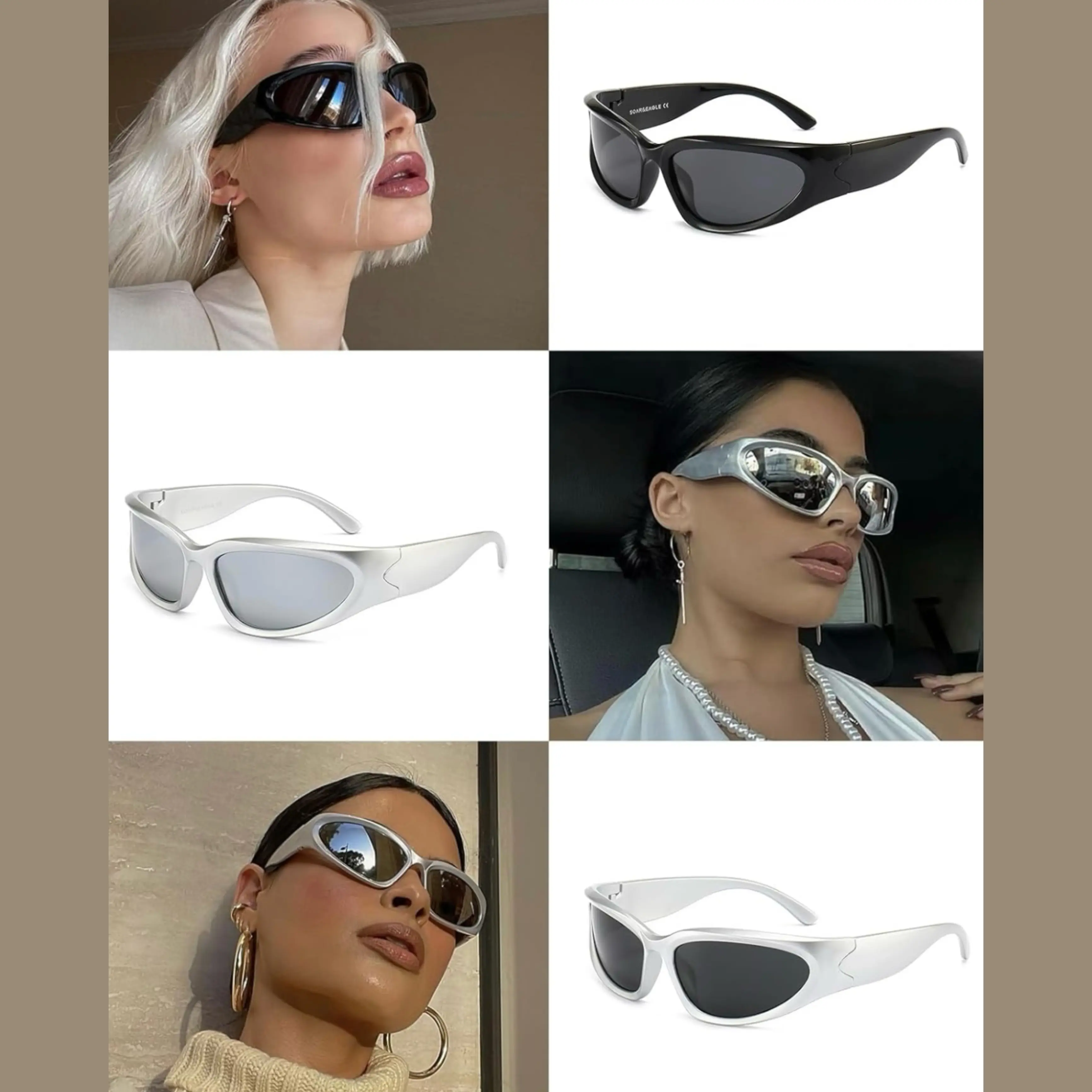 Retro Y2K Wrap Around Polarized Sunglasses UV Protection Sporty Shades Trendy Wrap Around Sunglasses for Men Women, Fashion Y2K  main image 2