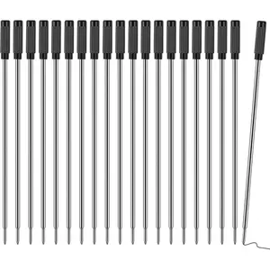 Pen Refills 20P, Replaceable Ballpoint Pen Refills, 1mm Medium Tip, Ink Pen Refills for Twist Pens, Black Ink