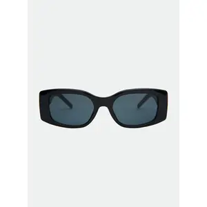 OTRA Piper Black Rectangular Sunglasses - Oversized Black Frames and Smoke Lenses 100% UV Protection