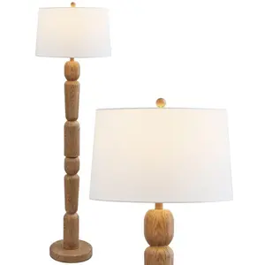 Rustara 61.5" Cottage Farmhouse Turned Resin/Iron LED Floor Lamp