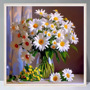 Daisy Pattern DIY Diamond Arts Colorful Painting Kit without Frame, 5D Diamond Arts Colorful Painting Kit, DIY Wall Art Decor