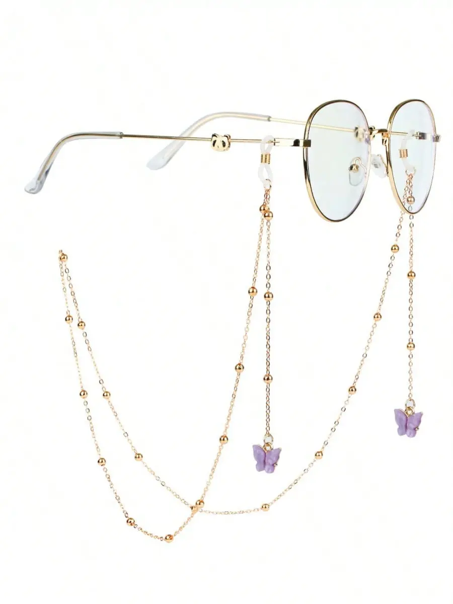 Elegant Butterfly & Bead Decorated Glasses Chain for Women Stylish Accessory with Charming Butterfly and Bead Decoration Perfect for Enhancing Your Look