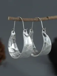 Boho Style Textured Geometric Design Hoop Earrings, Statement Earrings, Elegant All-match Jewelry for Girls Gift, Female Classic Fashion Accessories for Daily Wear