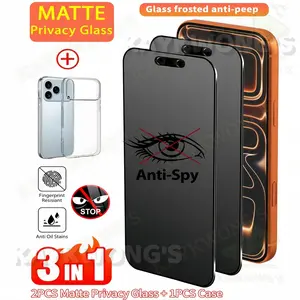 KAYKWONG'S Three-In-One Protection Set, 2 Frosted Anti-Spy Glass Films Screen Protector & 1 Tpu Case, 9h Hardness, Fits for iPhone 17-11, Durable, Ideal Gift, Accessories