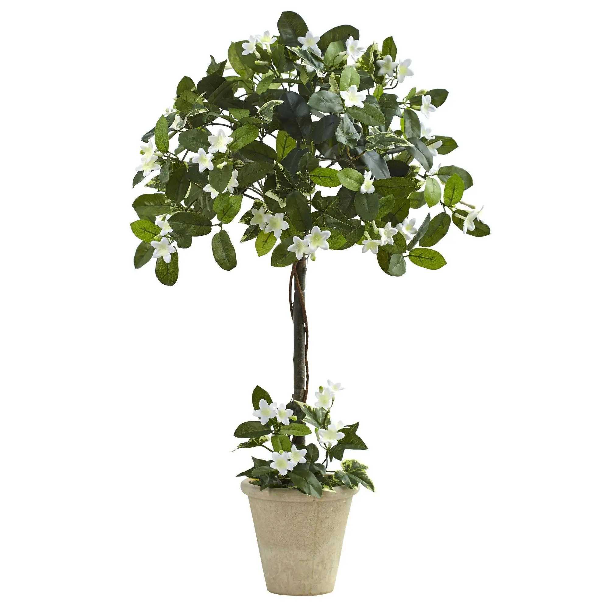 3ft Decorative Stephanotis Topiary with Planter, Home Decor Flower Accent, Ideal Home Supplies Gift, 3 Feet