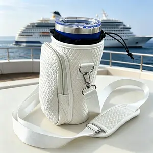 Large Capacity Cruise Cup Sleeve, Adjustable Shoulder Strap, Zippered Storage, Shockproof, Essential for Cruise Travel, Drink Protectors