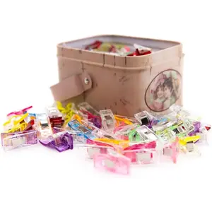 100 Pack Multipurpose Sewing Clips for Quilting and Crafts with Tin Box, Assorted Colors