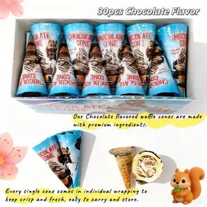 Waffle Cone Chocolate Original Flavor Biscuits 8.4oz 238g Gift Box 30PCS Mini Waffle Bun Sandwich Cookies with Premium Milk Chocolate Filling Sweet Smooth Taste Crispy Texture Rich Aroma Perfect for Breakfast Cereal Afternoon Tea Snacks or Daily Treats