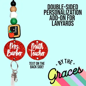 By the Graces - Double-Sided Add-On for Personalized Lanyards - Add Text, Name, or Job Title to the Back Side of Your Personalized Lanyard