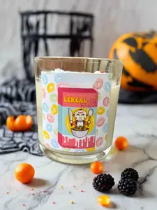Cereal Killer Wood Wick Candle - Sugary Citrus Nostalgia with Neon Scent & Slasher Energy - Perfect for Horror Fans & Nostalgic Moments