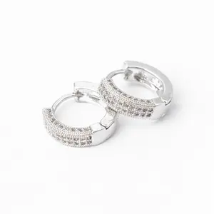 Starlight Pave Hoop Earrings 14K Gold-Plated/Silver-Plated Cubic Zirconia Jewelry Valentine’s Day Weddings Engagements Anniversaries Gift