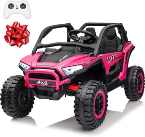 Joyracer 4WD 24V Ride on UTV for Kids with Remote Control, 2 Seater 7AH Battery Powered Vehicles with Bluetooth Music, Storage, Outdoor Toys Gift for Boys and Girls Aged 3-8