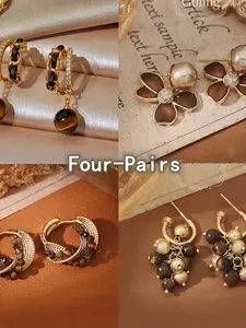 Women's Ear Cuff Earrings Set, Moonlight Design, No Piercing Needed, Fall Winter Fashion Jewelry, Trendy Accessory, Ear Studs