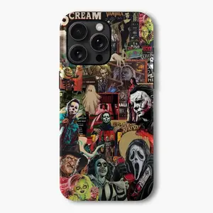 Retro Halloween Movies Phone Case, Horror Movie Themed Phone Case Premium Matte Texture, Protection, Shockproof,  Anti-Fingerprint For IPhone 17-12, Pro Max, Pro Plus, and Samsung S25-22 Protection Safety
