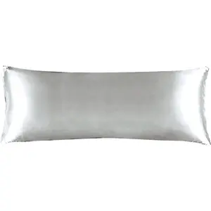 1count Satin Body Pillowcase for Hair and Skin, Luxurious and Silky Pillow case 20x54 Inches (1 x Body (20 x 54 Inches), Silver)