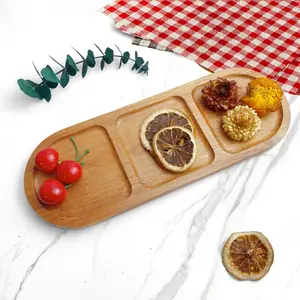 1pc Wooden Tray, Divided Tray, Dessert Tray, Multi-Functional Kitchen Display Tray, Storage Organizer, Ideal for Home Use