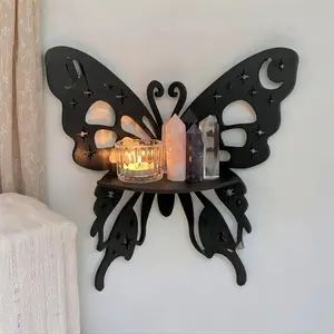Room Decor Butterfly Design Wall Hanging Rack, 1 Count Hollow Out Design Wall Decor, Wooden Wall Art for Home Bedroom, Gift for Girlfriend, Wall Organizer Shelf, Home Organizer Hook, Wall Mountable, Halloween