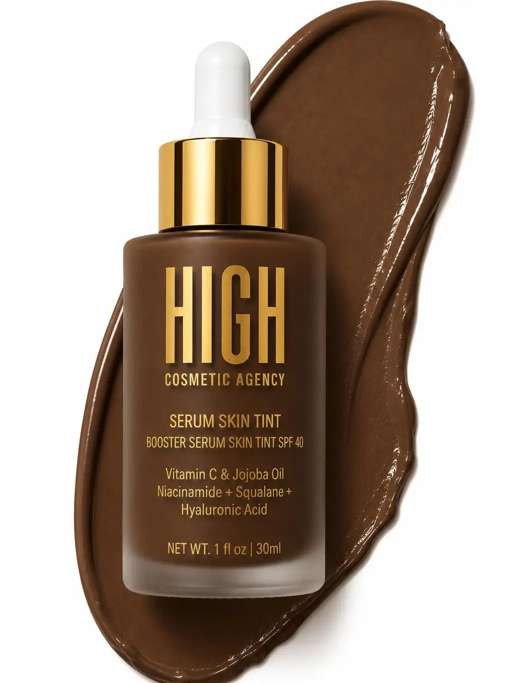 High Cosmetic Agency Booster Serum Skin Tint SPF 40 – Dark Neem | Tinted Moisturizer with Niacinamide, Hyaluronic Acid & Vitamin C | Broad Spectrum SPF 40 | Lightweight Buildable Coverage | Neutral Undertones
