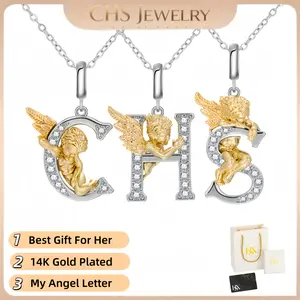 The "My Angel" angel letter pendant features an angel portion crafted from 14K gold-plated gold.Each letter was designed by a professional designer, showcasing a unique style that reflects your personality.The best gift for your loved one