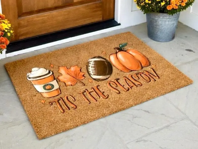 Fall Doormat, Tis The Season Doormat, Fall Decor, Football, Fall Coffee Pumpkin Spice, Autumn Decor, Autumn Door Mat for Fall Decorations