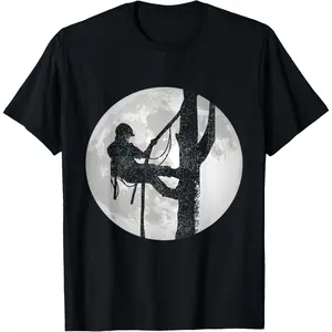 [100% Cotton] Outdoorsman Lumberjack Tree Climber Moon Logger Arborist T-Shirt