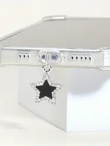 Cute Star-Shaped Phone Dust Plug with Rhinestone Decoration, Cell Phone Charm, Compatible with iOS Lightning and Type-C, Casual Style, All Seasons