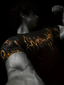 Men's Compression Gym T-Shirt, Short-Sleeve Muscle-Fit Workout Gym Performance Top, with Gothic Graphic Print, Quick-Dry High-Elasticity Athletic Tee for Bodybuilding, Training & All-Season Wear, Athletic Compression Shirts