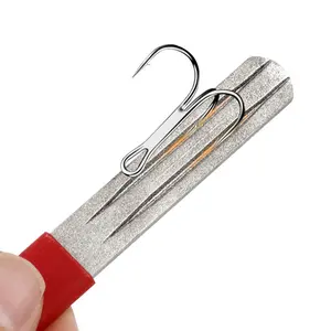 1pc Hook Sharpener Hook File for Fishing Diamond File with Handle Portable Double Sided Fine and Medium Grit for Fishing