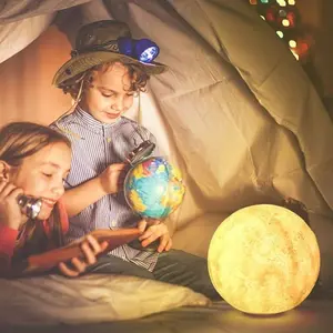 16‑Color Remote Control Creative Moon Lamp, LED Night Light with Stand & Base, American Style Ambient Decor Gift for Bedroom Bedside Tabletop