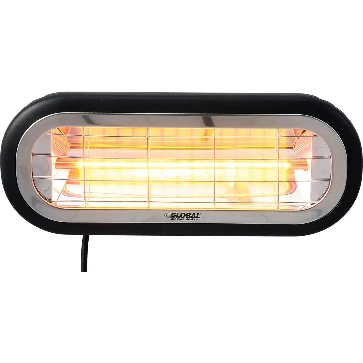1500W Global Industrial Aluminum Infrared Patio Heater, Wall/Ceiling Mount, Low Glare, Outdoor, IP65 Rated, 250 Sq. Ft. Coverage, 11"H x 7"W x 21"L, High Heat Output