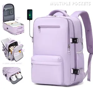 Lightweight Airline Approved Travel Backpack for Business & School - 17" Laptop Compartment, Independent Shoe Storage, Adjustable Straps, Multiple Compartments, Durable Polyester, White, Travel Luggage, Sleek Design, Organized Compartments