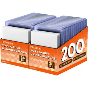 200 Card Sleeves Top Loaders for Cards, 3" x 4" Hard Plastic Toploaders, Baseball Card Protectors, Trading Card Holder for Football Sports Cards (100 Toploaders + 100 Penny Sleeves)