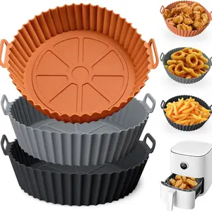 3 Pack Air Fryer Silicone Liners, 8Inch Air fryer Liners, Air Fryer Basket Liners, Reusable Food Grade Air Fryer Basket Pots Oven Liner Baking Tray, Air Fryer Silicone Mat Accessories Kitchen