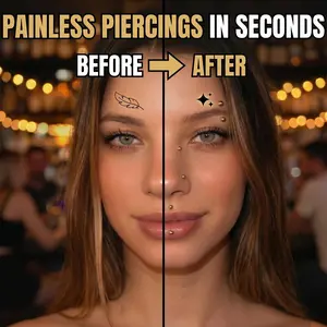 QWALIT Fake Eyebrow Ring Fake Lip Labret Studs Replacement Balls Spike with 100pcs Sticker Non-Piercing Body Jewelry Fake Skin Piercing