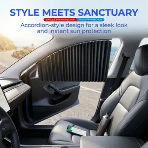 Embedded Car Window Curtains, Retractable Sliding Rail Sunshade, Privacy Side Window Cover, UV Protection Heat Insulation, No-Drill Installation, Universal Auto Interior Shade