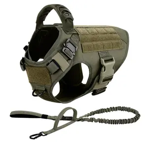 Tactical Dog Harness Leash Set for Large Dogs Military Harnesses for Training Walking Hunting Pet Vest Handle No Pull Malinois, German Shepherd