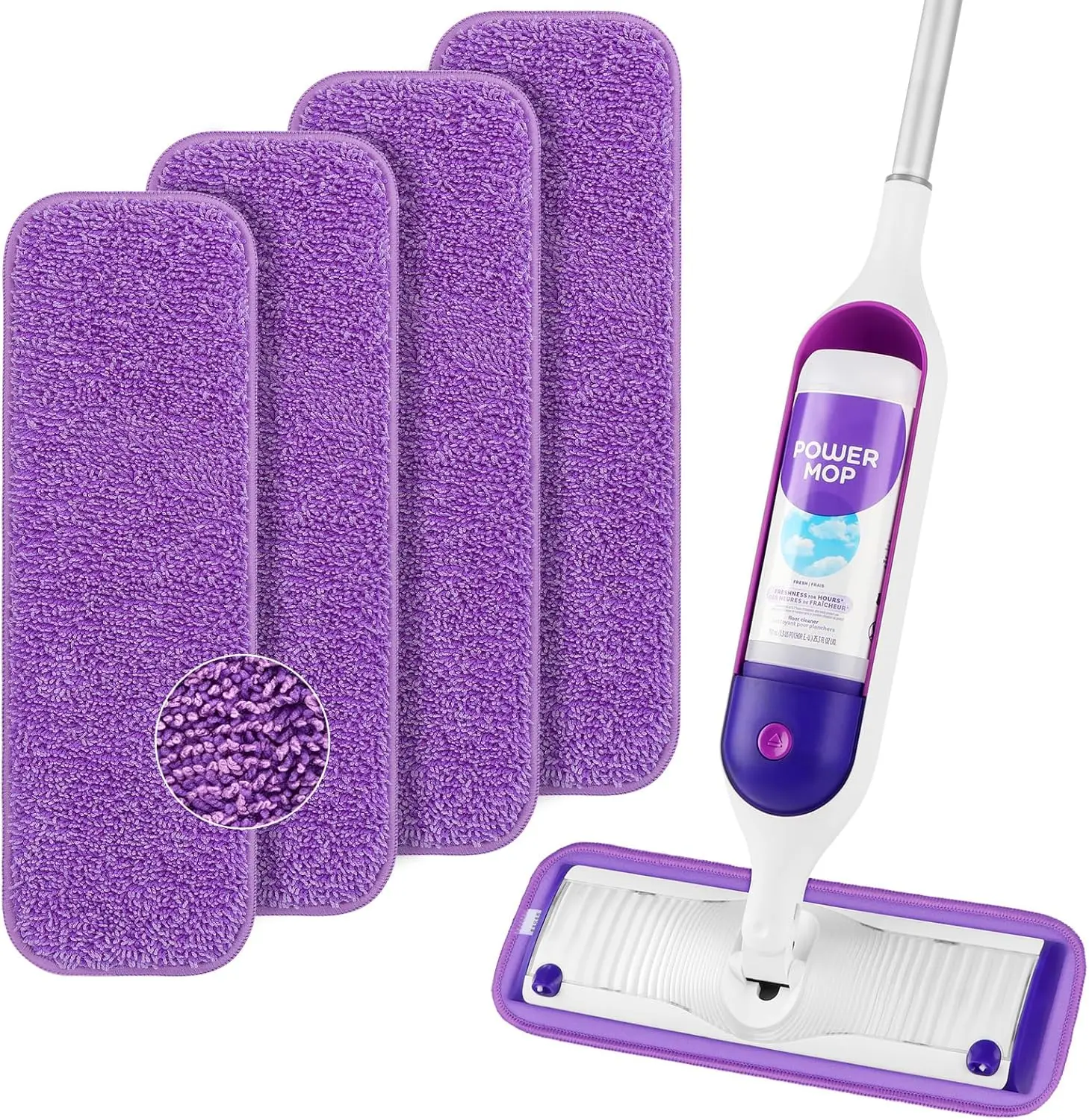 HOMEXCEL Microfiber Mop Pads, 4-Pack Washable Refills Compatible with Swiffer PowerMop