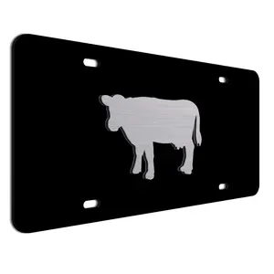 3D Mirror Acrylic Cow Novelty License Plate - 6x12 Premium Aluminum Composite Van & Truck Front Tag - Heavy Duty 3mm Outdoor Rated (Made in Georgia)