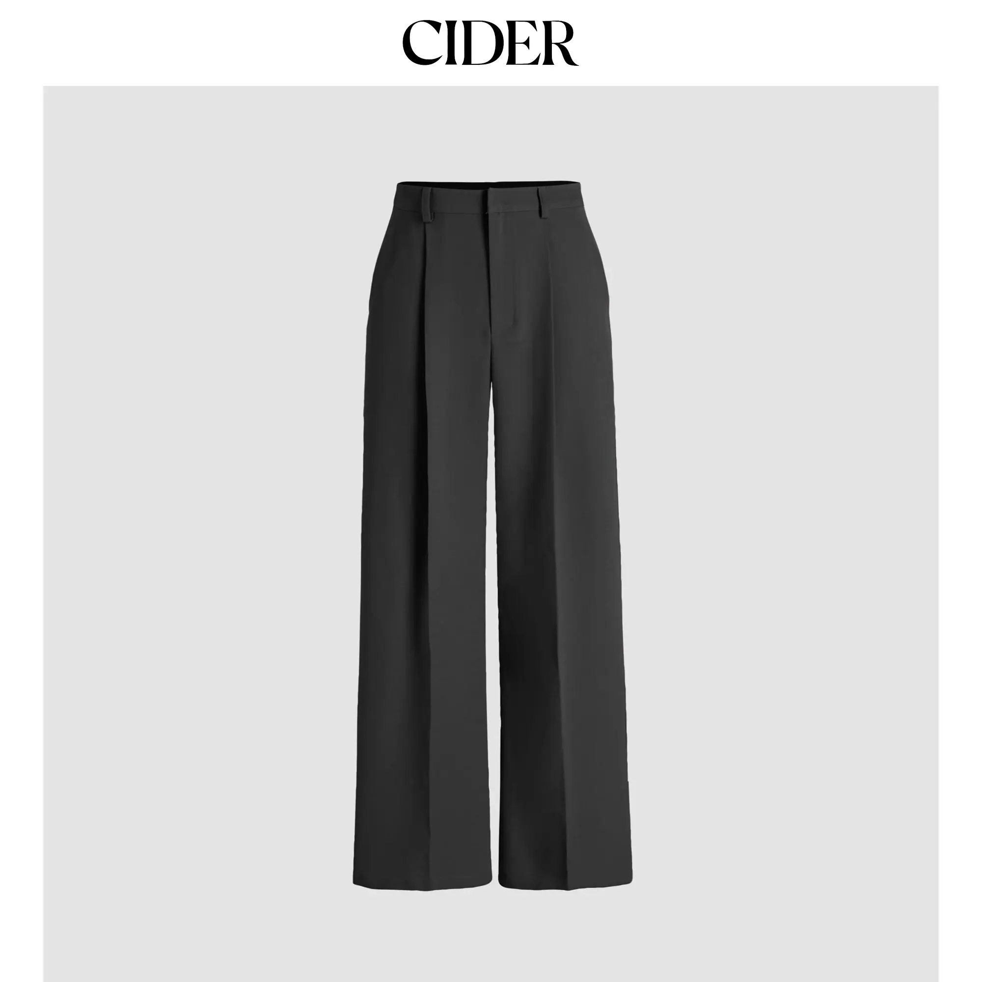 Cider Petite Mid Rise Pleated Straight Leg Pants