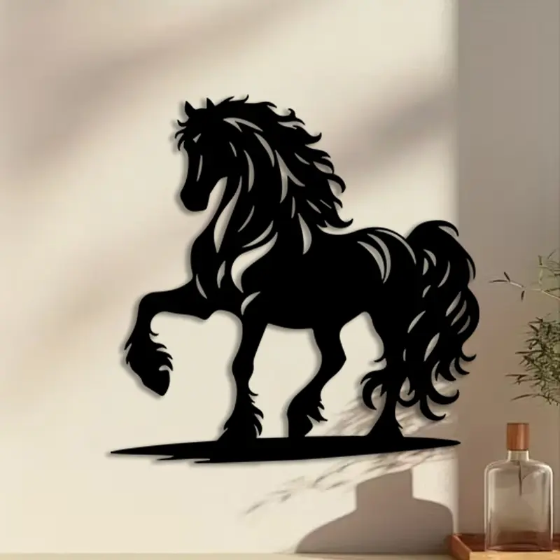 1pc Horse Metal Decorative Wall Art, Horse Plaque, Perfect for Farm Wall, Christmas Decor, Modern Home Decor, Wall Art Decoration, Ideal Gift for Collectors, Modern Cool Design, Powder-Coated Metal