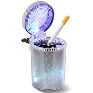 LED atmosphere light car ashtray Portable sealed leak-proof ashtray Smoke-free design car ashtray Universal in-car smoking accessories for sedans and SUVs Removable and easy-to-clean ashtray