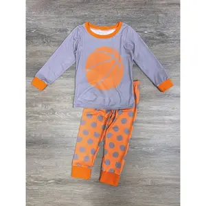 Hoop Star Boys or Toddler Size Orange & Gray Long Sleeve Basketball Pajamas