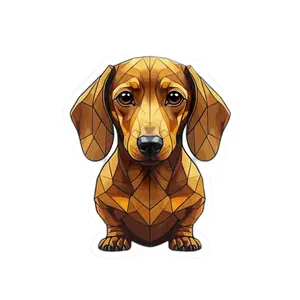 Dachshund Kiss-Cut Sticker — Monochrome Gold