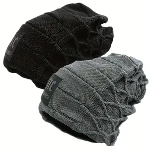 1pcs Winter Hats for Men & Women - Thick Fleece-Lined Beanie with Adjustable Cuff, Windproof & Warm,  Hand Washable, Winter Accessories, Outdoor Headwear, Ribbed Texture