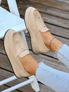 Women's Low-Top Slip-On Flats, Espadrilles Shoes, Casual Lazy Shoes, Jute Rope Weave Design, Perfect for Daily Wear & Outdoor Activities
