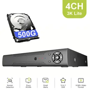 MAISI 3K Lite H.265+ Security DVR Recorder with 500G Hard Drive AI Human Detection 4CH Hybrid 5-in-1 CCTV DVR for Home Surveillance Supports 4CH Analog & 2CH Cameras Remote Access